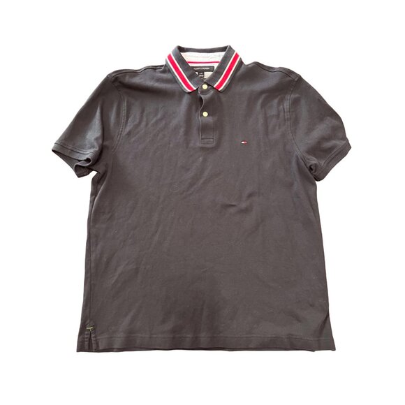 Tommy Hilfiger Custom Fit Navy Blue Short Sleeve Polo Shirt Men's Large Preppy L - Picture 1 of 5